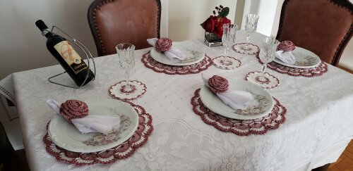 Sousplat em crochê Luxo Turco Camafeu (12 peças)