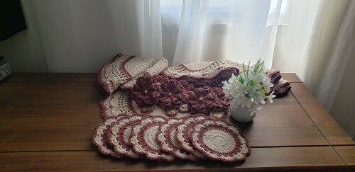 Sousplat em Crochê Porcelana com Café (18 peças)