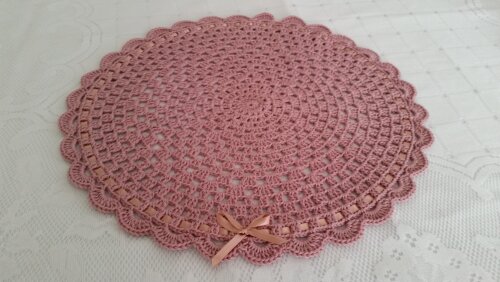 Sousplat Crochê Rosa Antigo (12 peças)