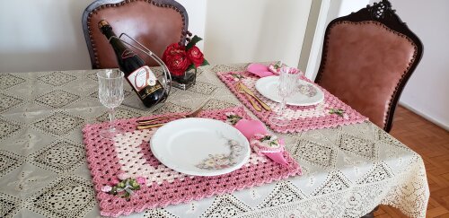 Jogo Americano Rosa Quartzo Tulipinhas (02 Pessoas)