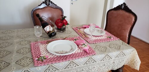 Jogo Americano Rosa Quartzo Tulipinhas (02 Pessoas)