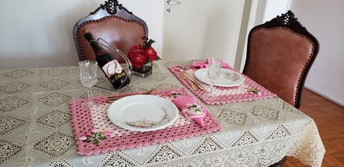 Jogo Americano Rosa Quartzo Tulipinhas (02 Pessoas)