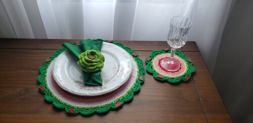 Sousplat em crochê Melancia (02 Pessoas)