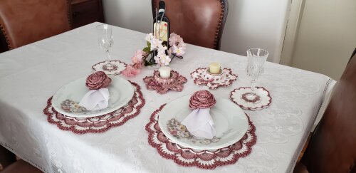 Sousplat em crochê Luxo Romantico Camafeu (02 Pessoas)