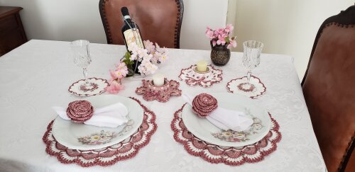 Sousplat em crochê Luxo Romantico Camafeu (02 Pessoas)