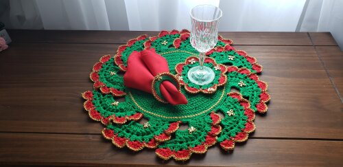 Sousplat Verde Vermelho com Lacinho (02 Pessoas)