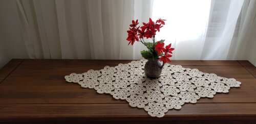 Centro de Mesa em Crochê Mini Flor Cru
