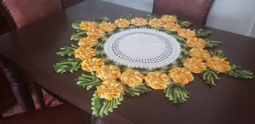 Centro de Mesa Crochê Floral Amarelo Mesclado