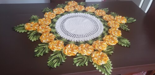 Centro de Mesa Crochê Floral Amarelo Mesclado