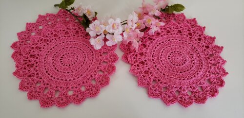 Jogo de Toalhinhas em Crochê Pitaya Rosa (20 cm)