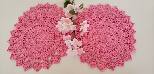 Jogo de Toalhinhas em Crochê Rosália (20 cm)
