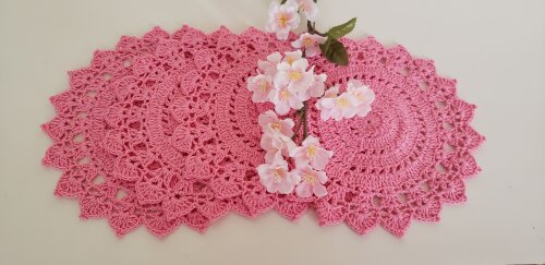 Jogo de Toalhinhas em Crochê Rosália (20 cm)