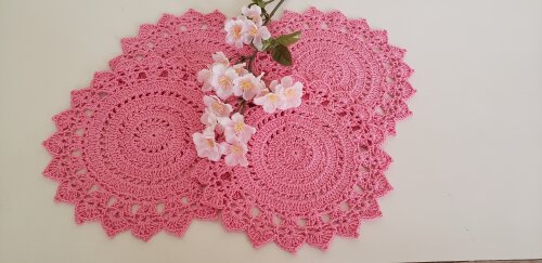 Jogo de Toalhinhas em Crochê Rosália (20 cm)