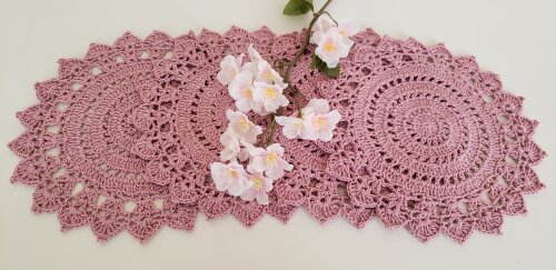 Jogo de Toalhinhas em Crochê Rosa Velho (20 cm)