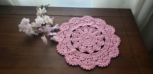 Jogo em crochê Toalhinhas Rosa Candy