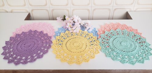 Jogo de 06 Toalhinhas em Crochê Candy Colors (25 cm)