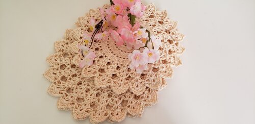 Jogo de 06 Toalhinhas em Crochê Cru (25 cm)
