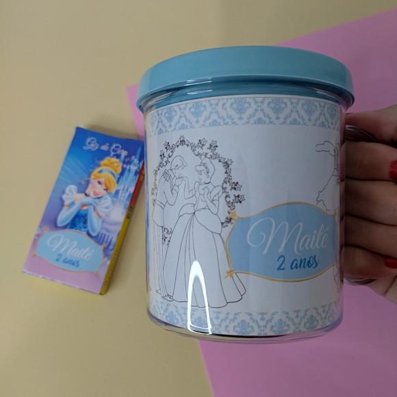 Caneca De Colorir Cinderela