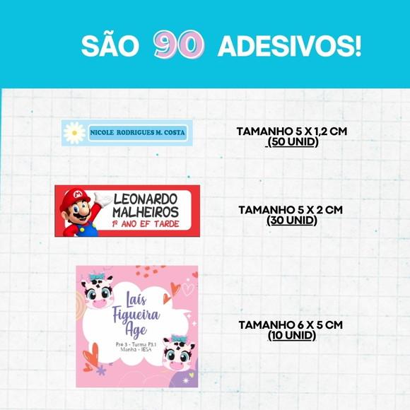 Kit Adesivo Vinil à Prova D'água para Etiqueta Escolar