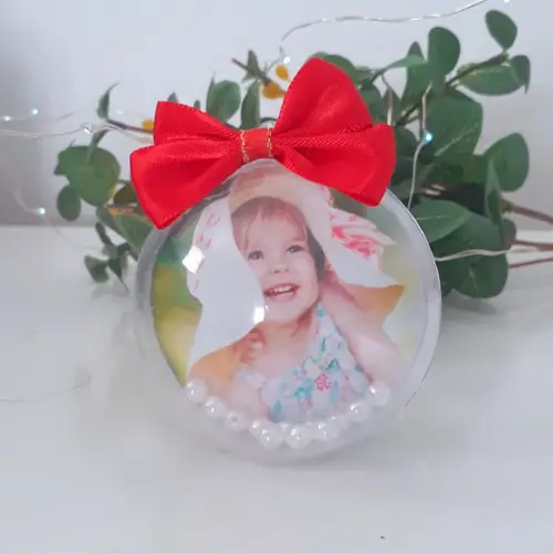 Bolinha para Árvore de Natal Personalizada com Foto