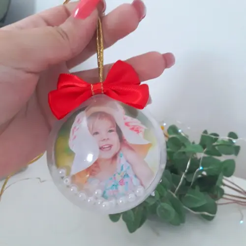 Bolinha para Árvore de Natal Personalizada com Foto