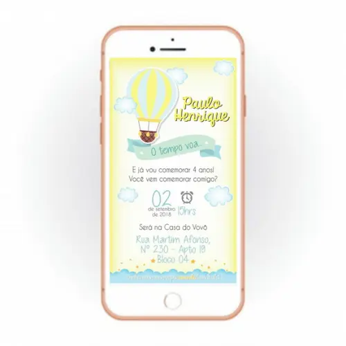 Convite Virtual | Mêsversário Balão Amarelo