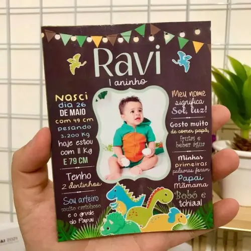 Ímã de Geladeira Chalkboard Dino Baby