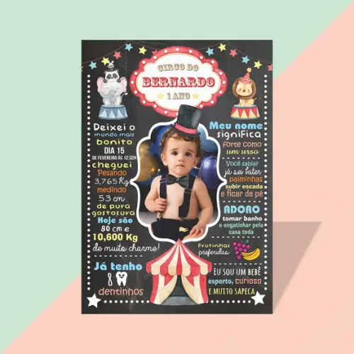 Ímã de Geladeira Chalkboard Circo Aquarela