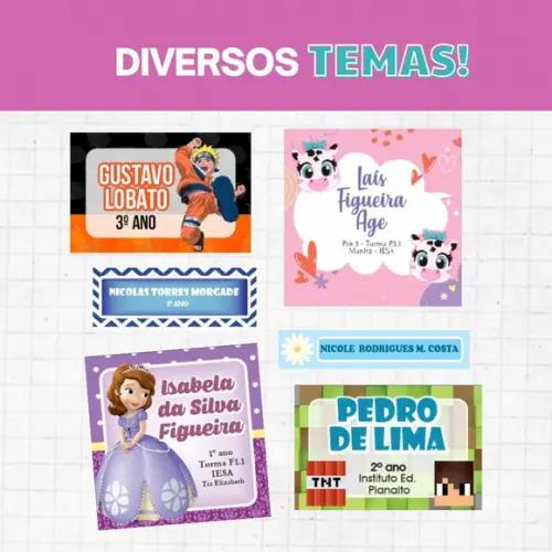 Kit Adesivo Vinil à Prova D'água para Etiqueta Escolar