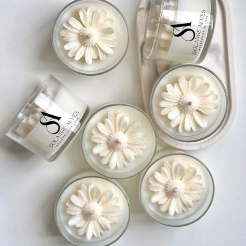 Vela Aromática Flor Margarida Personalizada