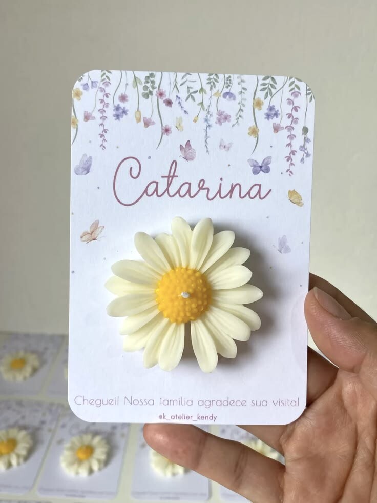 Mini Vela Margarida com Card Personalizado