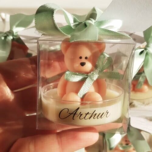 Vela Ursinho na Caixinha Acrílica Personalizada