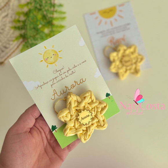 Lembrancinhas Chaveiro Sol em Fio de Malha