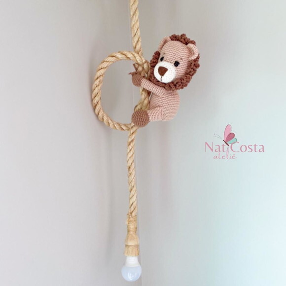 Luminária Rústica Corda com Amigurumi