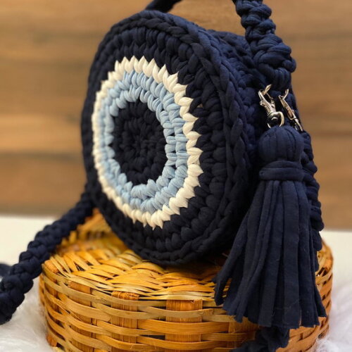 Bolsa olho grego fio de malha