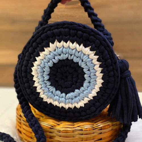 Bolsa olho grego fio de malha