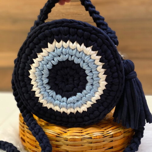 Bolsa olho grego fio de malha