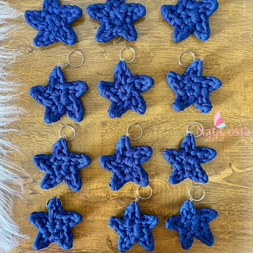 Kit 20 Chaveiros Estrela Fio de Malha