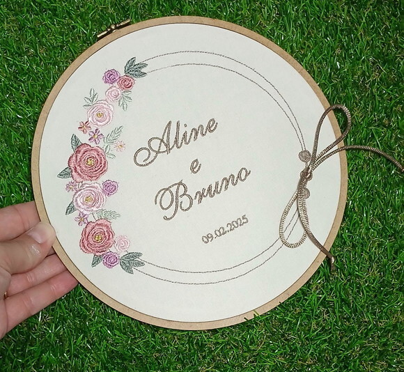 Porta Alianças Bordado - Floral