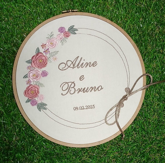 Porta Alianças Bordado - Floral