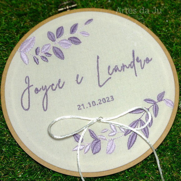 Porta Alianças Bordado - Tons Lavanda