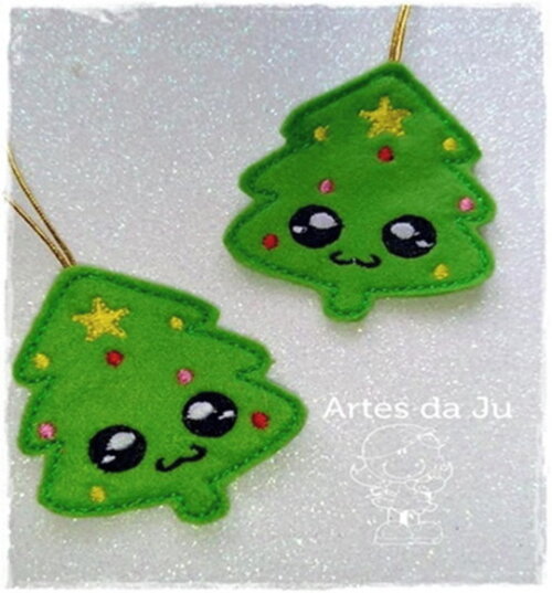 Enfeite Árvore de Natal de Feltro Bordado (kit com 02 Unid)
