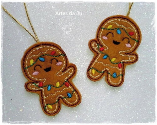 Enfeite Natal - Ginger de Feltro Bordado (kit com 02 Unid)