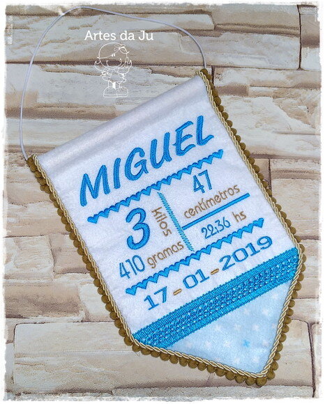 Flâmula Decorativa - Quadro de Nascimento (Menino)