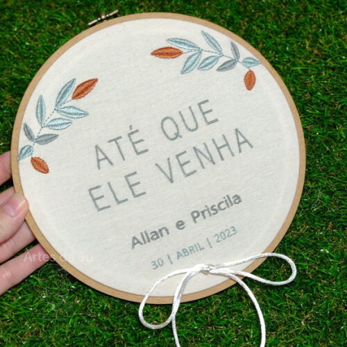 Porta Alianças Bordado - "até Que Ele Venha"