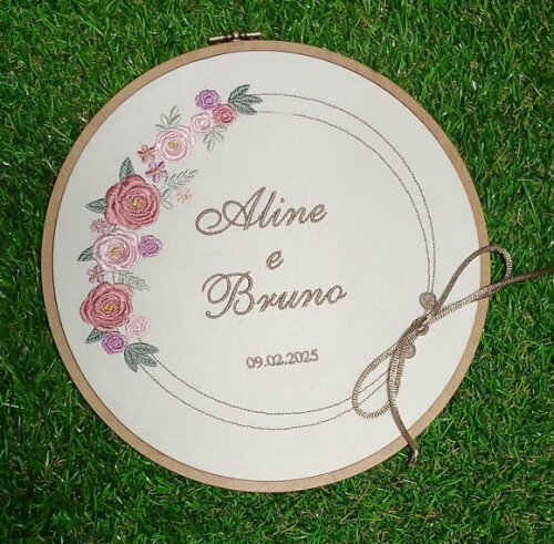 Porta Alianças Bordado - Floral