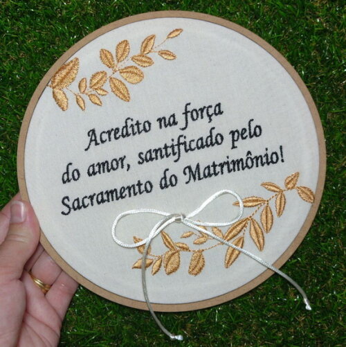 Porta Alianças Bordado - Frase