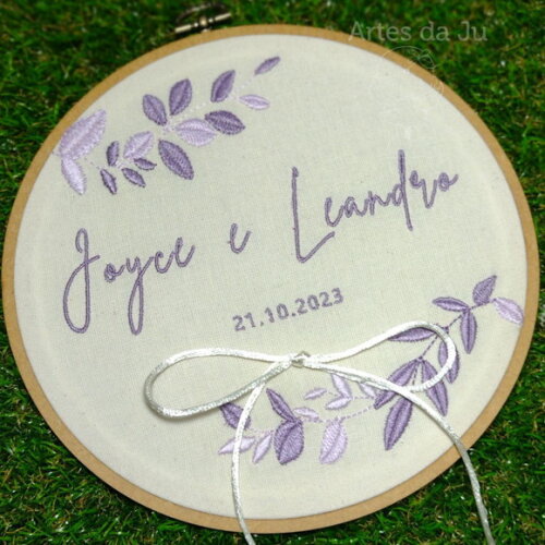 Porta Alianças Bordado - Tons Lavanda