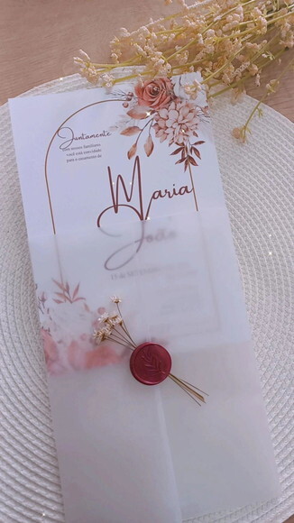 Convite de Casamento Envelope Papel Vegetal