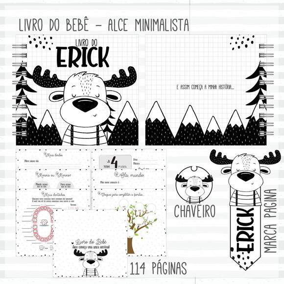 Livro do bebê Alce Minimalista
